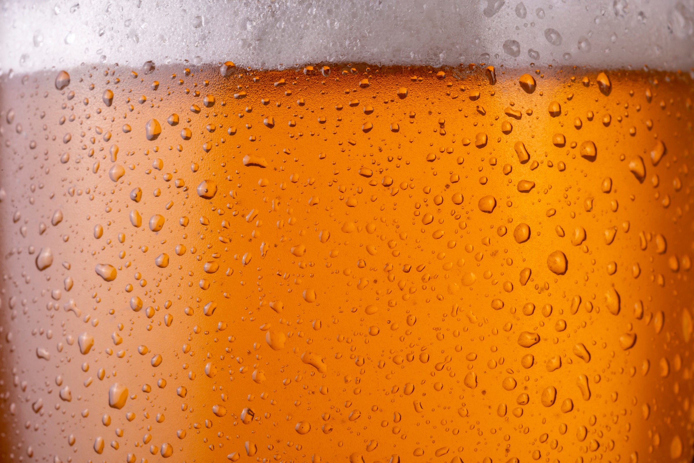 Close up showing the condensation on a beer glass