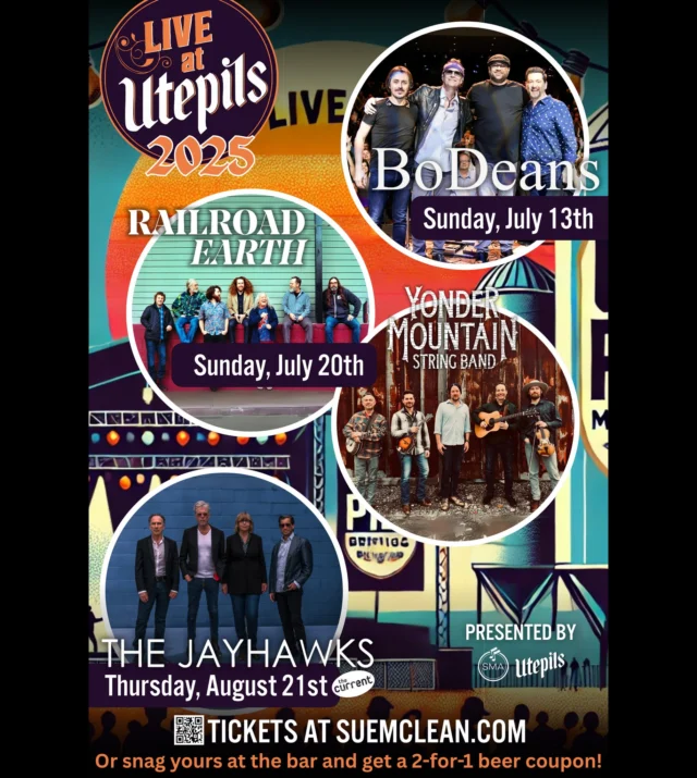 🎶 Summer Concert Series: LIVE AT UTEPILS 🎶

Utepils Brewing and Sue McLean & Associates are turning up the volume with 3 HUGE summer shows you won’t want to miss!

🌟 BoDeans – Sunday, July 13
🌟 Railroad Earth & Yonder Mountain String Band – Sunday, July 20
🌟 The Jayhawks – Thursday, August 21

Tickets are selling fast—lock yours in now at 👉 https://suemclean.com

🎟 Prefer a paper ticket? Swing by the brewery to buy yours in person and score a 2-for-1 beer coupon with each purchase!

We’re ready for a summer to remember… Are you?! ☀️🍻🎸

In the meantime, it's Saturday and those patio beers won't drink themselves 😁

Hours today from 11:00AM - 10:00PM
🚚 Food Truck | Cuchillo | 12:00PM - 8:00PM

Cheers! 🍻

#utepilsbrewing #sma #liveatutepils #summerconcertseries #bodeans #railroadearth #yondermountainstringband #thejayhawks #summerconcerts #breweryconcerts #minneapolisevents #minnesotacraftbeer #drinklocal #cheers