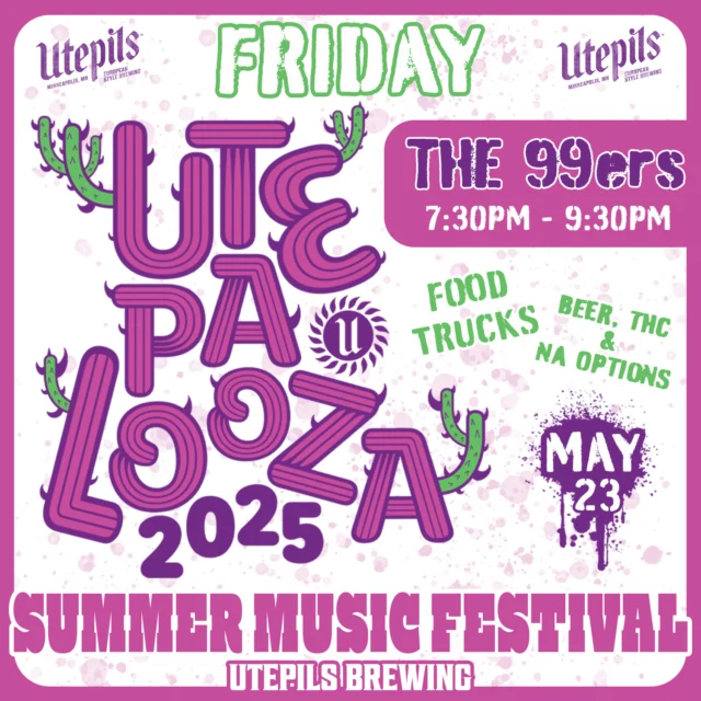 🔥 UtePaLooza starts TODAY 🔥

Did we mention that it is FREE to get in?! 

Formerly known as Utefest, our Summer Music Festival is back and bigger than ever! Two days. Incredible bands. Great beer. What more do you need?

🎶 Tonight we are rocking with The 99ers! 7:30PM - 9:30PM.

🚚 Food Trucks | Bad Rooster & NE Pretzels
🍺 Indescribably good beer to keep you refreshed
🍃 THC Sparkling Water & NA options for everyone

This is how we kick off summer—with music, good vibes, and the best drinks in town. See y'all soon!

Don't miss tomorrow's line up!

Saturday, May 24
⏰3:00PM - 9:30PM
• Duck Bomb
• Of The Orchard
• Cause For Concern
• Crush Scene
• Papa Mbye & Kinfu

✨ Times subject to change.

Get here early to grab a good spot!

Cheers! 🍻

#utepilsbrewing #utepalooza #summermusicfestival #the99ers #duckbomb #oftheorchard #causeforconcern #crushscene #papambye #kinfu #livemusic #outdoorconcert #brewerymusic #minnesotacraftbeer #drinklocal #cheers