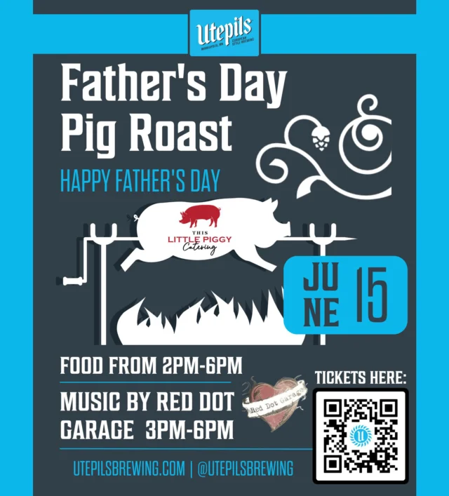 🏆 Fathers Day Pig Roast 🐖

🥳 Come celebrate Dad at our Fathers Day Pig Roast event!

🎟 Ticket purchase is necessary for the pig roast. Preorder today! Limited tickets available!

Join us at Utepils Brewing for a day filled with delicious food, cold drinks, and great company.

Treat your dad to a feast fit for a king with our mouthwatering full roasted pig and classic sides from This Little Piggy Catering.

🗓 Sunday, June 15
⏰ 2:00PM - 5:00PM
🎶 Music from Red Dot Garage (3:00PM - 6:00PM)

Sit back, relax, and enjoy the laid-back atmosphere while spending quality time with your family and don't miss out on this opportunity to show your dad how much you appreciate him.

See you there!

🎟 Ticket Choices:

🍛 Single Meal + Beverage of Choice: Includes one pulled pork sandwich and three sides including coleslaw, watermelon slices, and mashed potatoes! Choice of beverage including any tap beer/seltzer, THC sparkling water, kombucha, soda, other NA drinks. ($30)

👶 Kids Meal: Includes one hot dog and three sides including coleslaw, watermelon slices, and mashed potatoes! Choice of NA beverage/juice included. ($15)

Purchase tickets https://www.eventbrite.com/e/fathers-day-pig-roast-tickets-1371265856089?aff=oddtdtcreator

Cheers! 🍻

#utepilsbrewing #fathersday #pigroast #thislittlepiggycatering #fatherfeast #celebratingdads #reddotgarage #minnesotacraftbeer #drinklocal #cheers